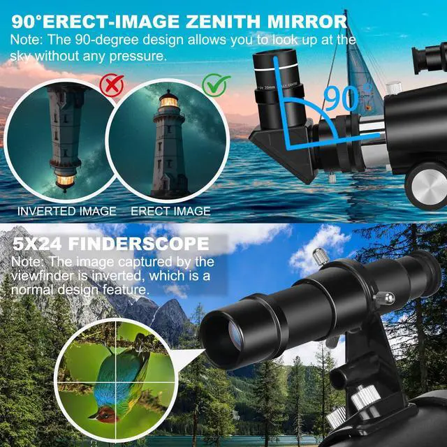Alt view image 5 of 7 - Telescope for Adults, Professional High Powered 90mm Aperture 800mm Refractor Telescopes for Astronomy Beginners with AZ Mount Tripod & Phone Adapter