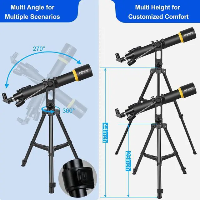 Alt view image 6 of 7 - Telescope for Adults, Professional High Powered 90mm Aperture 800mm Refractor Telescopes for Astronomy Beginners with AZ Mount Tripod & Phone Adapter