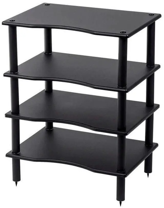 Main image of Monolith 4 Tier Shelf Audio Stand - Open Air Storage, Modular Design, Sturdy, Compatible with Bose, Polk, Sony, Yamaha, Pioneer and Others, Black
