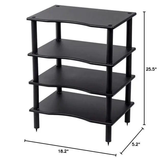 Alt view image 2 of 6 - Monolith 4 Tier Shelf Audio Stand - Open Air Storage, Modular Design, Sturdy, Compatible with Bose, Polk, Sony, Yamaha, Pioneer and Others, Black
