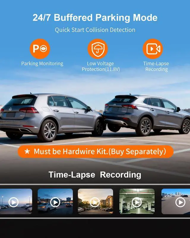 Alt view image 7 of 7 - 4K Dash Cam Front Rear, Voice Control, GPS & Wi-Fi6 Dual Dash Camera | 2K HDR, Free 64GB TF Card, 2IPS Screen, G-Sensor, Night Vision, Loop Recording, 24H Park Mode, Smart Dashcam