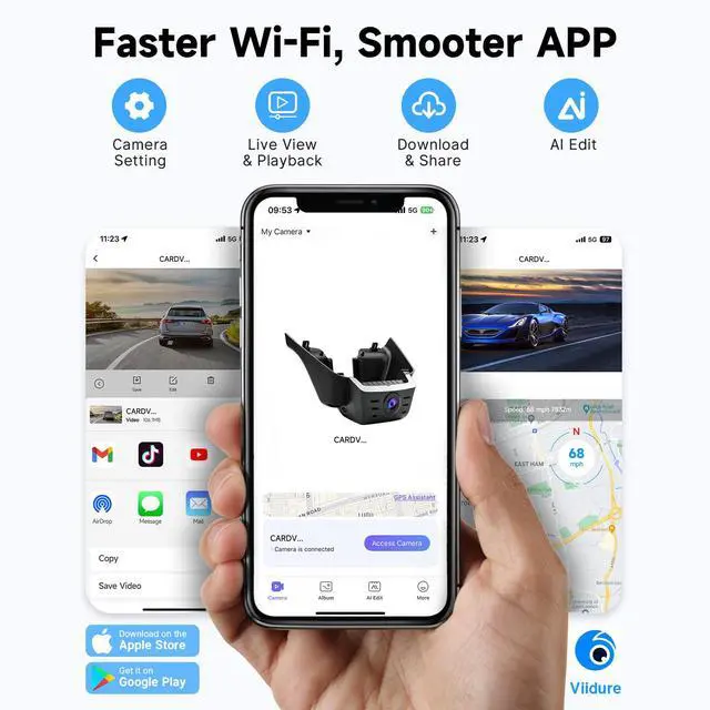 Alt view image 5 of 7 - 4K Dash Cam for Honda CRV 2023 2024 2025 2026 (Black) | Integrated OEM Look Dashcam with 128GB Card,App&WiFi,Loop Recording,Built-in G-sensor,Collision Detection,24H Parking Monitor