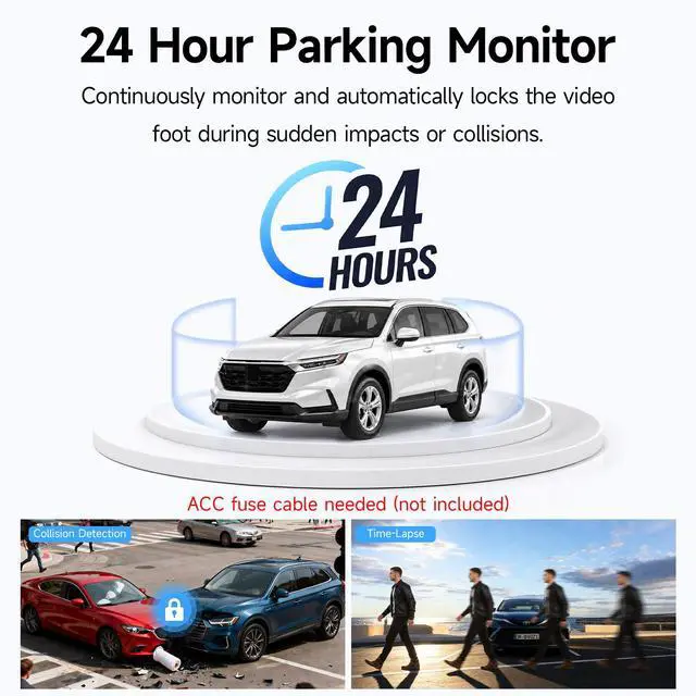 Alt view image 7 of 7 - 4K Dash Cam for Honda CRV 2023 2024 2025 2026 (Black) | Integrated OEM Look Dashcam with 128GB Card,App&WiFi,Loop Recording,Built-in G-sensor,Collision Detection,24H Parking Monitor