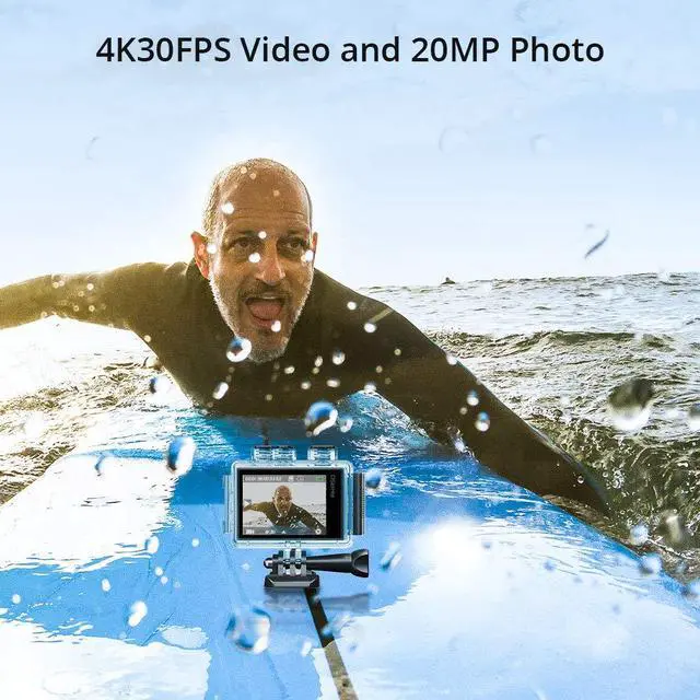 Alt view image 3 of 7 - Brave 6 Plus Native 4K30FPS 20MP WiFi Action Camera with Touch Screen EIS 4X Zoom Voice Control Remote Control 131 Feet Underwater Camera with 2X 1350mAh Batteries and Helmet Accessories Kit