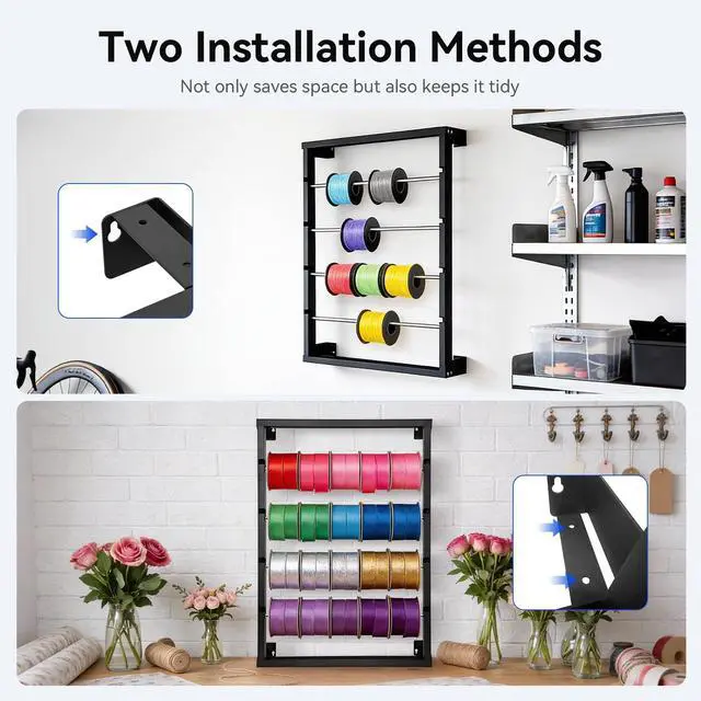Alt view image 2 of 7 - Heavy Duty Wall Mounted Wire Spool Rack, with 4 Adjustable Rods | Cold-Rolled Steel Wire Spool Holder, Wire Spool Storage Rack for Industrial, Electrical, and Retail Storage and Display
