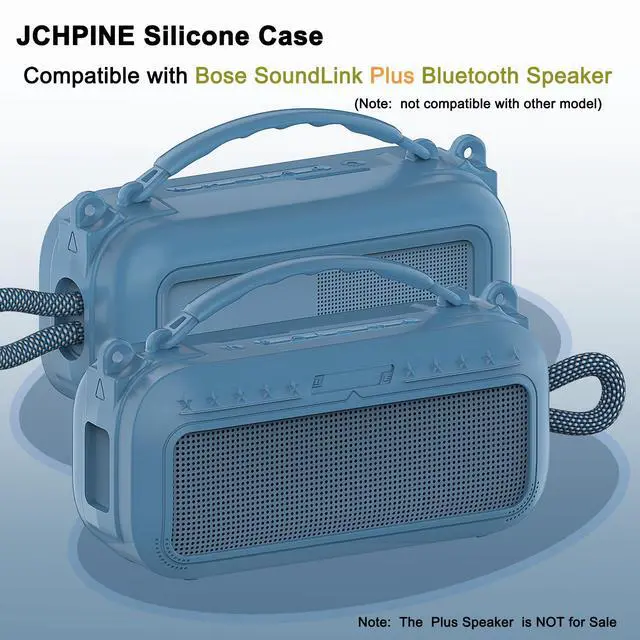 Alt view image 2 of 7 - Silicone Cover Case for Bose SoundLink Plus Portable Speaker | Protective Soft Silicone Case with Carrying Handle and Shoulder Strap (Blue Dusk)