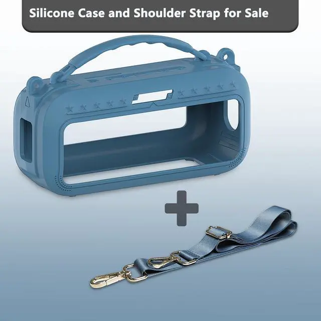 Alt view image 3 of 7 - Silicone Cover Case for Bose SoundLink Plus Portable Speaker | Protective Soft Silicone Case with Carrying Handle and Shoulder Strap (Blue Dusk)