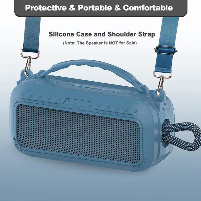 Alt view image 4 of 7 - Silicone Cover Case for Bose SoundLink Plus Portable Speaker | Protective Soft Silicone Case with Carrying Handle and Shoulder Strap (Blue Dusk)