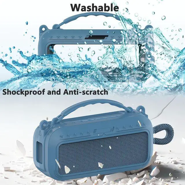 Alt view image 5 of 7 - Silicone Cover Case for Bose SoundLink Plus Portable Speaker | Protective Soft Silicone Case with Carrying Handle and Shoulder Strap (Blue Dusk)