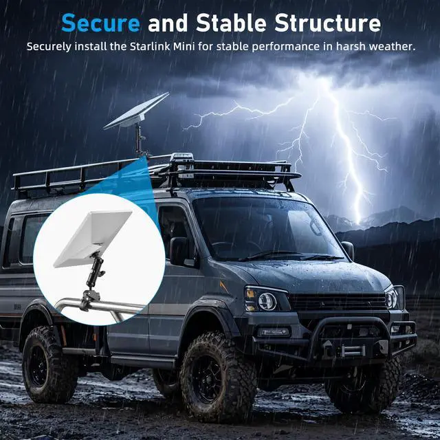 Alt view image 7 of 7 - Pipe Adapter Compatible with Starlink Mini Mount, Foldable Clamp | Fits 2026/2025 & 2024 Setups; T-Handle Attachment; RV ladder, Roof Rack and Yacht, Camper Accessories Easy Installation