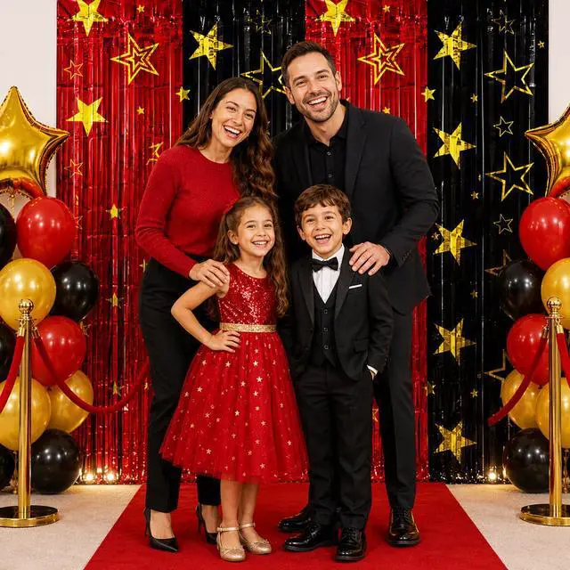 Alt view image 5 of 7 - Movie Night Foil Fringe Curtains Backdrop Decorations, 2 Pack | 3.3 x 6.6 Ft Star Red and Black Movie Tinsel Streamers Backdrop for Movie Theater Hollywood Theme Party Decoration Supplies
