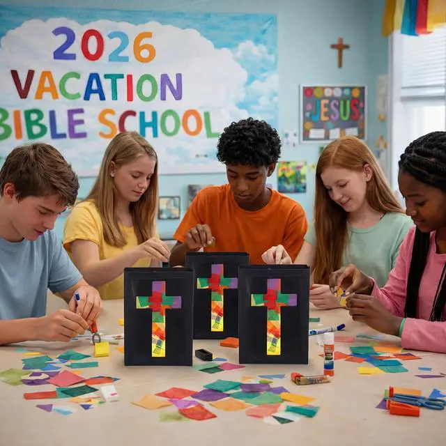 Alt view image 6 of 6 - 16 Set 2026 VBS Cross Lantern Craft Kit DIY Illumination Theme Faux Stained Glass Paper Lanterns with LED Candle Lights Religious Easter Make Your Own Craft Bulk for Church Vacation Holiday