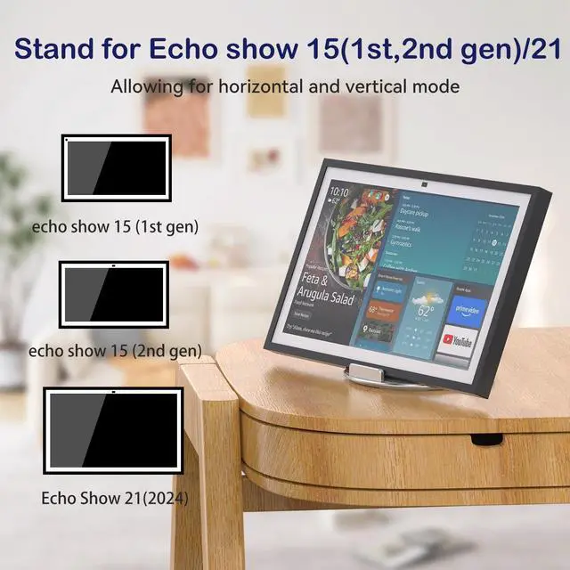 Alt view image 7 of 7 - Adjustable Stand for Echo Show 21 & Show 15, Foldable & Tiltable