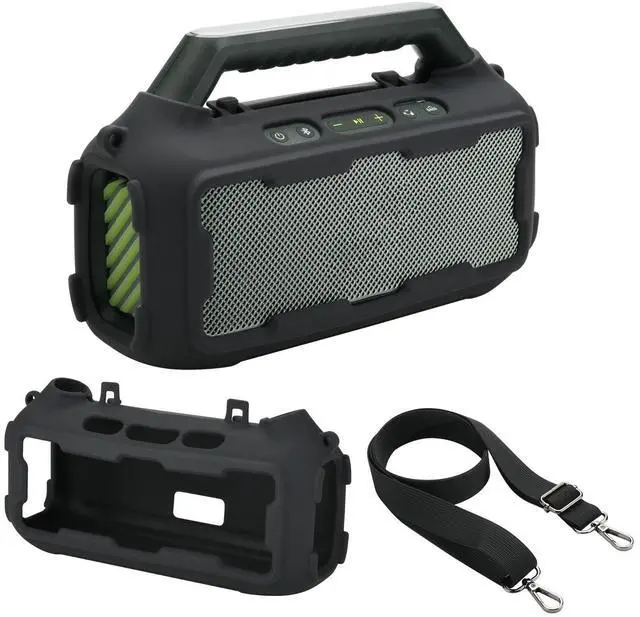 Main image of Silicone Cover for Soundcore Boom 2 Outdoor Speaker(Black) | Travel Silicone Sleeve Case Shockproof Protective Cover Soft Skin with Shoulder Strap