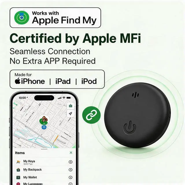 Alt view image 2 of 7 - Undetectable GPS Tracker for Vehicles - Real-Time TrackingNo Monthly Fee/No SIM CardApple MFi CertifiedWorks with iOS Find My | Mini Hidden Magnetic GPS LocatorIP68 WaterproofReliable Performance