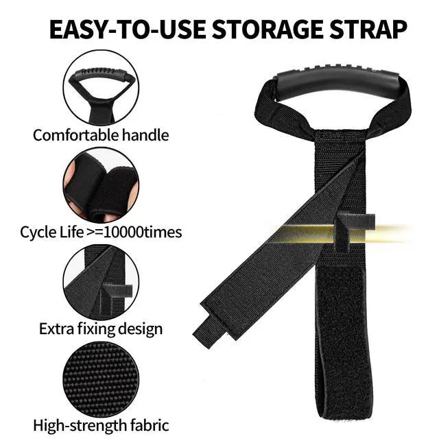 Alt view image 2 of 6 - Easy-Carry Storage Straps with Handle, 26", 2-Pack | Heavy-Duty Hook and Loop, Cord Hanger and Organizer, Handle For Pool Hoses Garden Hoses Cords Cables Black