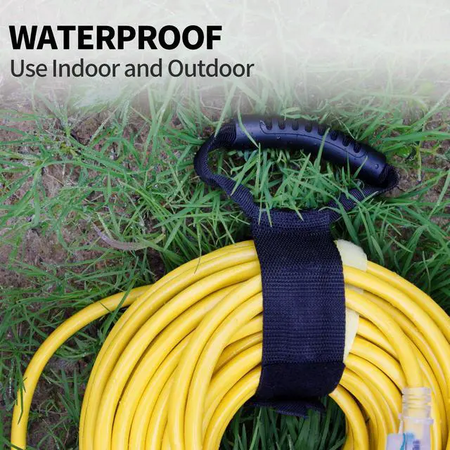 Alt view image 4 of 6 - Easy-Carry Storage Straps with Handle, 26", 2-Pack | Heavy-Duty Hook and Loop, Cord Hanger and Organizer, Handle For Pool Hoses Garden Hoses Cords Cables Black