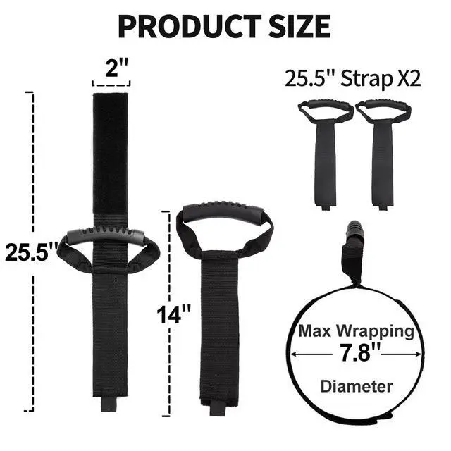 Alt view image 3 of 6 - Easy-Carry Storage Straps with Handle, 26", 2-Pack | Heavy-Duty Hook and Loop, Cord Hanger and Organizer, Handle For Pool Hoses Garden Hoses Cords Cables Black