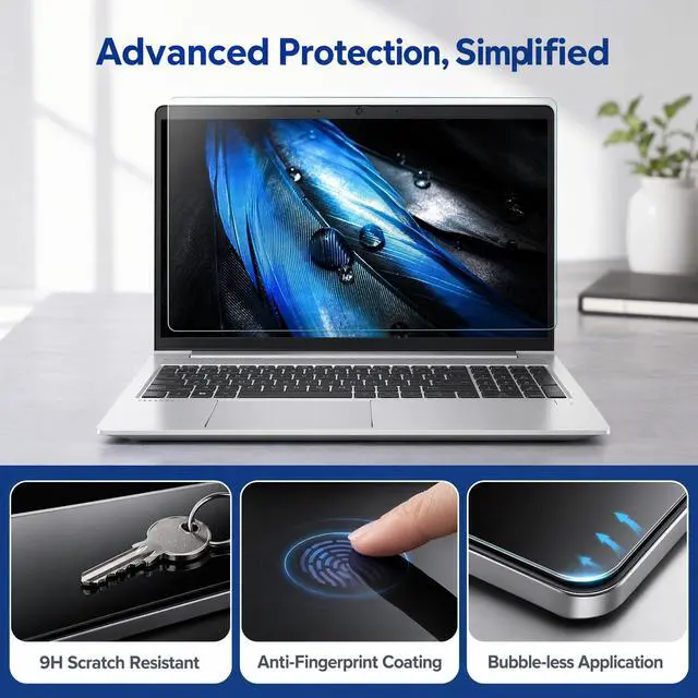 Alt view image 4 of 7 - HP Laptop 16-Inch Tempered Glass Screen Protector Compatible with HP OmniBook 3 16OmniBook 5 16/OmniBook 7 16/OMEN 16/Envy 16/Spectre 16/ZBook 16 & EliteBook 16 (G11/G10/G9) Series 16"