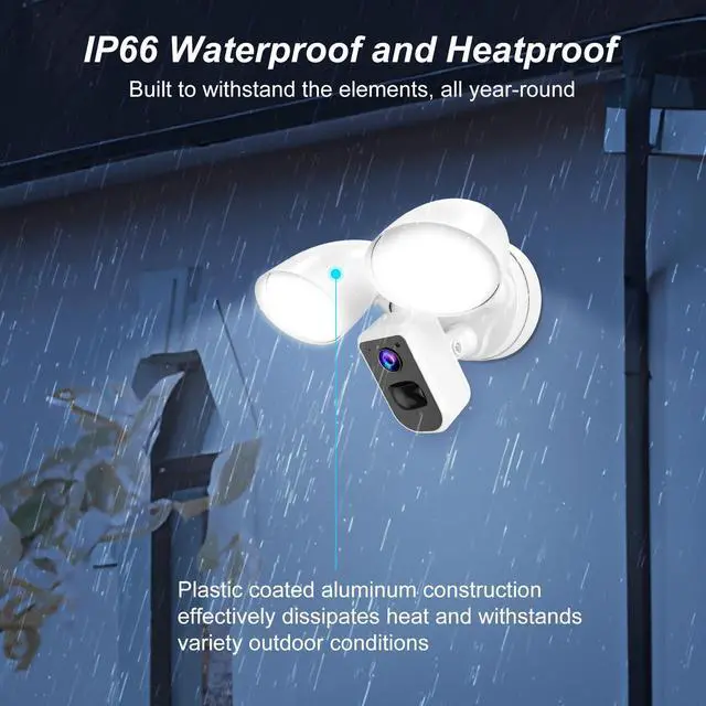 Alt view image 5 of 7 - Smart Floodlight Camera Wired Outdoor Security Camera Flood Light with Motion Sensor 2200 lumens LEDs 1080P HD Live Video Night Vision, Built-in Siren, Two-Way Audio, White(2024 Release)