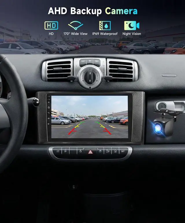 Alt view image 5 of 7 - 5Ghz WiFi Car Radio Stereo for Mercedes Benz Smart Fortwo 2011-2015, 9" Touch Screen/Android 15/Wireless CarPlay/Android Auto/DSP EQ/GPS Navigation/Bluetooth/FM/RDS/SWC/HD Backup Camera 2+64G