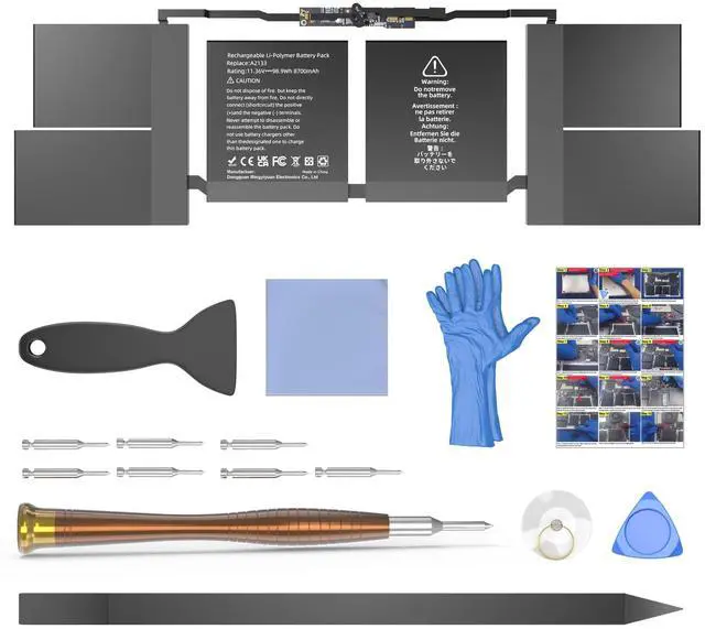 Main image of A2141 Battery Replacement, A2113 Battery for MacBook Pro 16 inch 2019 Released Model A2141 EMC 3347 Model Identifier MacBookPro16,1 & MacBookPro16,4 Capacity 11.36V 99.8Wh 8790mAh