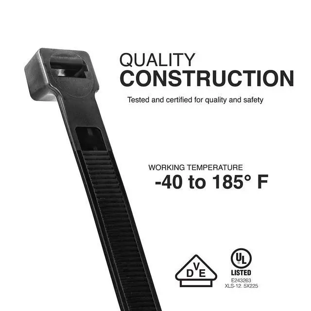 Alt view image 3 of 5 - Ultra Heavy Duty Multi-Purpose UV Cable Ties (50-Piece), 250 lbs. Tensile Strength, 8.9", Black