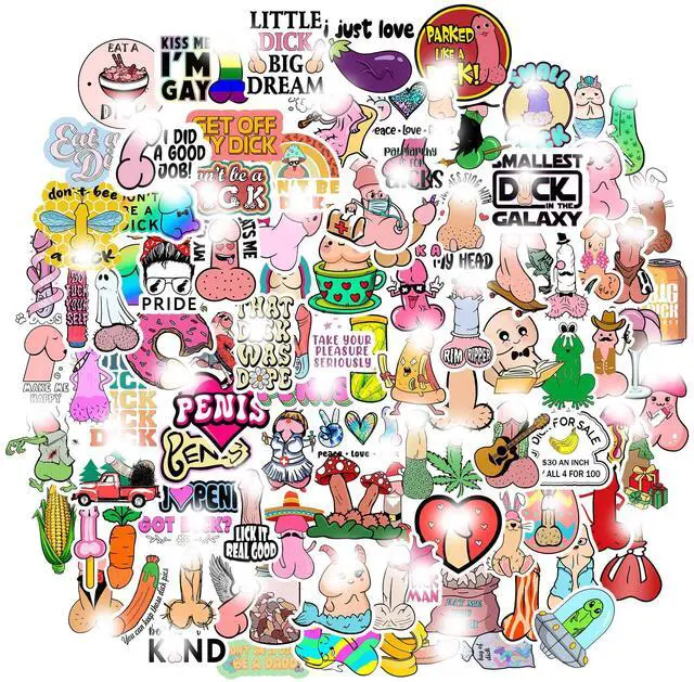 Main image of 100Pcs Funny Adult Humor Stickers Pack Waterproof Mature Cartoon Vinyl Decals for Laptop, Water Bottle, Journal, Car, Scrapbook Hilarious Gag Gift for Grown-Ups
