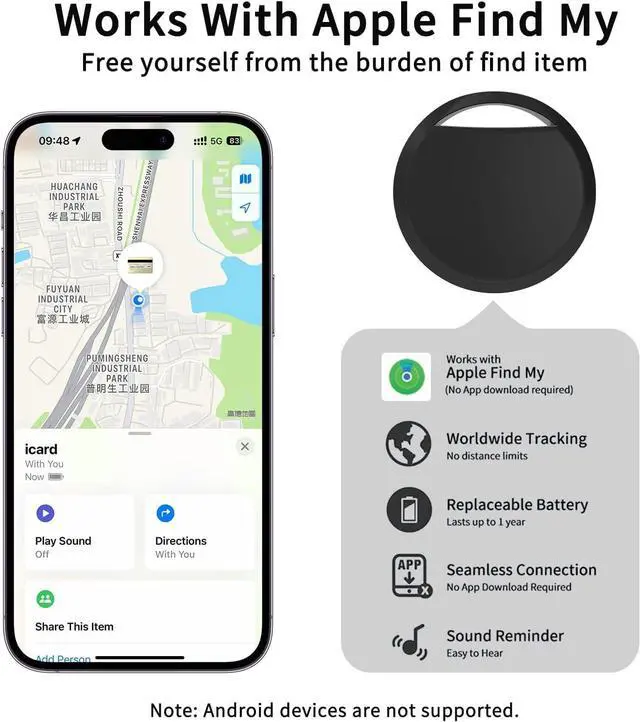 Alt view image 2 of 7 - Air Tracker Tags 4 Pack Smart Tag Bluetooth Trackers Work with Apple Find My (iOS Only), Lightweight Tag Prevent Loss of Luggage Wallets Keys Bags,Replaceable Battery,IP67 Waterproof