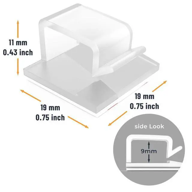 Alt view image 2 of 6 - Cable Clips with Strong Self-Adhesive, R Shape Cable Management TV PC Wire Holder Sticky Tidy and Organizer Cord and Wires - 40 Pcs (Clear)