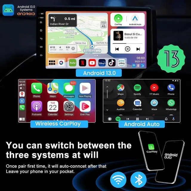 Alt view image 2 of 7 - Carplay Ai Box, CarPlay & Android Auto Wireless, 3 in 1, 8Core, 8GB+128GB, Android CarPlay Box with Built-in 4G, Wi-Fi, Bluetooth, USB, Built-in GPS, microSD Playback, Micro-HDMI
