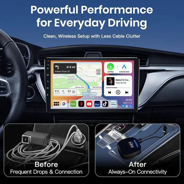 Alt view image 4 of 7 - Carplay Ai Box, CarPlay & Android Auto Wireless, 3 in 1, 8Core, 8GB+128GB, Android CarPlay Box with Built-in 4G, Wi-Fi, Bluetooth, USB, Built-in GPS, microSD Playback, Micro-HDMI