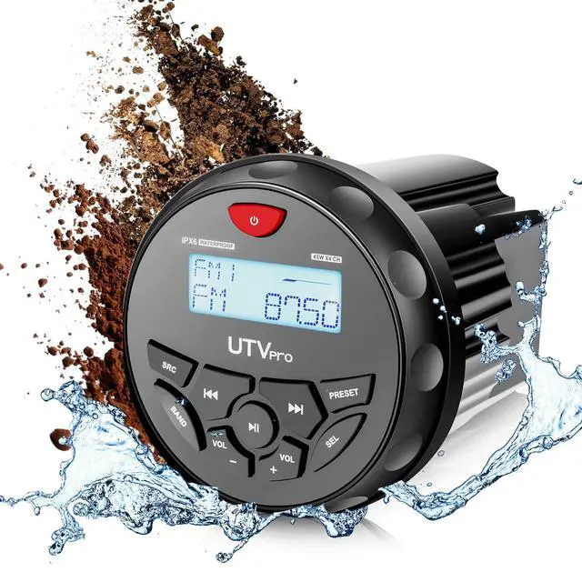 Alt view image 3 of 7 - Marine Audio System Stereo Speaker Package, Bluetooth, MP3 USB AM FM Marine Stereo - 2 x 6.5 Inch Black Speakers, Antenna