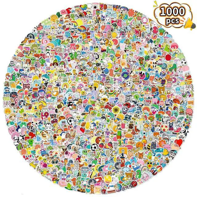 Alt view image 2 of 5 - 1000 pcs/Set Random Theme No Repeated Cute Cartoon Stickers for Kids Teens- Small Waterproof Vinyl Decals for Laptop, Scrapbooking, DIY Crafts - Adorable Animal & Fantasy Theme Sticker Pack Gift/Deco