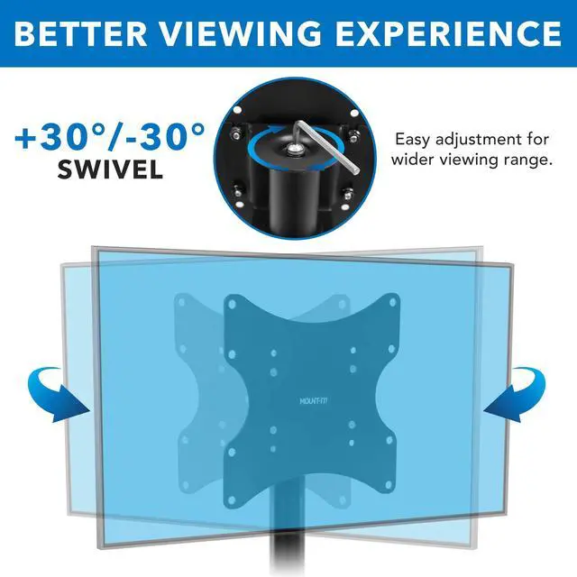 Alt view image 5 of 7 - Bolt Down TV Stand, Anti-Tip Swivel Tabletop TV Mount for 23"43" Screens up to 110 lbs, VESA 100x100 to 200x200, Low-Profile Desktop TV Base for Desk or Bedroom, Steel, Black