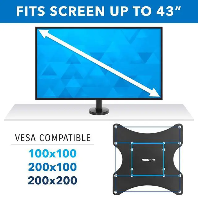 Alt view image 6 of 7 - Bolt Down TV Stand, Anti-Tip Swivel Tabletop TV Mount for 23"43" Screens up to 110 lbs, VESA 100x100 to 200x200, Low-Profile Desktop TV Base for Desk or Bedroom, Steel, Black