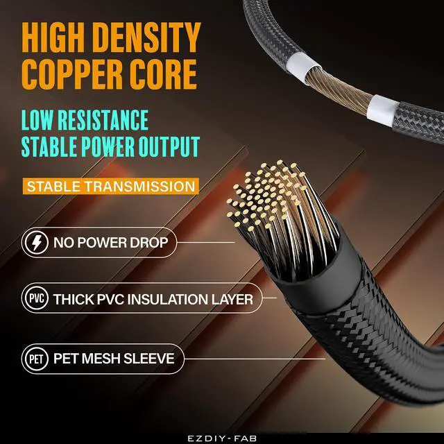 Alt view image 7 of 7 - 12VHPWR PSU Sleeved Cable, 12V-2x6, 600W Support, 60cm, Black | 12+4 Pin Male-Male, Direct PSU-to-GPU, 16AWG GPU Power Cable, Cable Combs Included, Clean Cable Routing, RTX 40/50 Series
