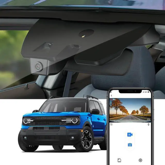 Main image of 4K Dash Cam Suitable for Ford Bronco Sport 2021-2025 (HD2-D5500), 5 Pin Plug, OEM Factory Look, UHD 2160P Video, Built-in WiFi & APP, Loop Recording G-Sensor, Plug & Play, 64GB Card