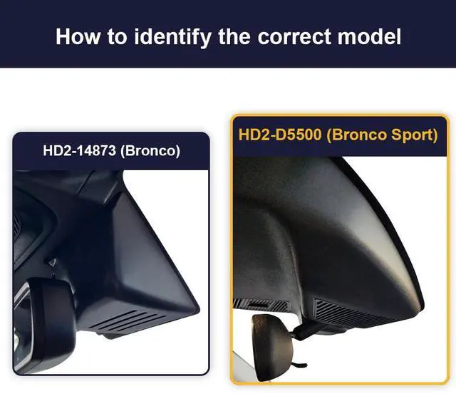 Alt view image 3 of 6 - 4K Dash Cam Suitable for Ford Bronco Sport 2021-2025 (HD2-D5500), 5 Pin Plug, OEM Factory Look, UHD 2160P Video, Built-in WiFi & APP, Loop Recording G-Sensor, Plug & Play, 64GB Card