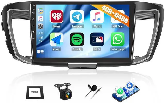 Main image of 4G+64G Car Radio for Honda Accord 9th EX-L 2013 2014 2015 with Wireless CarPlay Android Auto, 10" 1280*720 Touchscreen Radio Android 15 Car Stereo Bluetooth 5.0 32EQ WiFi GPS RDS FM HD Backup Camera