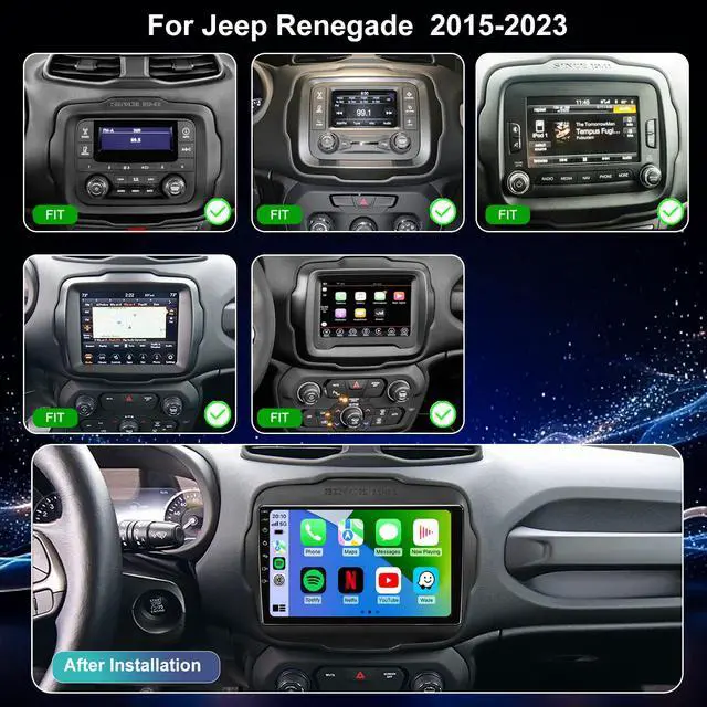 Alt view image 7 of 7 - 5GWiFi Upgrade Car Radio for Jeep Renegade 2015 2016 2017 2018 2019 2020 2021 2022 2023, 9inch Touch Screen Car Stereo receivers Wireless Carplay Android Auto GPS Navigation Bluetooth FM Backup