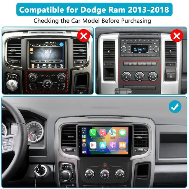 Alt view image 2 of 7 - Car Radio for Dodge RAM 1500 2500 3500 2013-2018, CarPlay & Android Auto