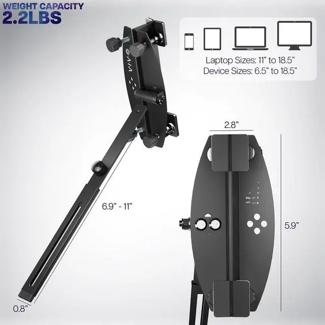Alt view image 4 of 7 - Portable Monitor Holder for Laptop Screen Extender, Fits Laptops up to 18.5 inches, Black, STAND-PM01A