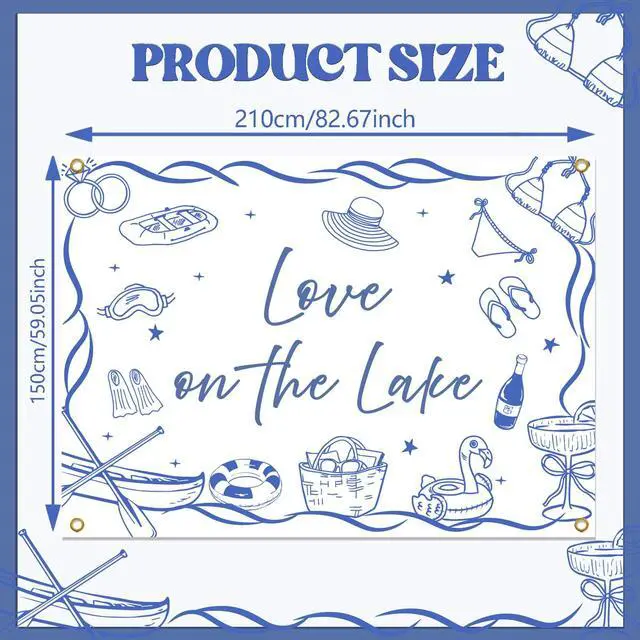Alt view image 3 of 6 - Love on The Lake Backdrop - Camping Bachelorette Party Decorations, Lake Bach Party Decorations, Camping Bachelorette Weekend Photo Props, 7 * 5Ft