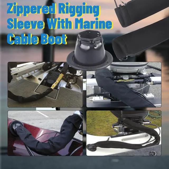 Alt view image 5 of 7 - 48-Inch Zippered Rigging Sleeve with Marine Cable Boot Diameter 4 2/5" with Cable Tie Universal Fit for Yacht Cable Management Kit