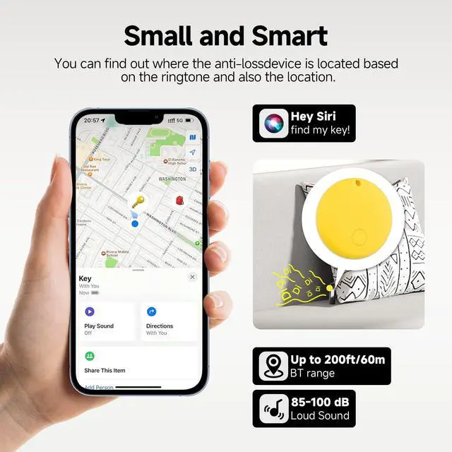 Alt view image 5 of 7 - 5 Pack Air Smart Tags for Apple Find My, IP67 Waterproof Bluetooth Smart Trackers for Keys, Luggage, Wallet, (iOS Only) Key Finder with Replaceable Battery, Bluetooth Item Finder