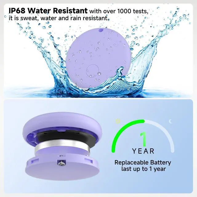 Alt view image 6 of 7 - 5 Pack Air Smart Tags for Apple Find My, IP67 Waterproof Bluetooth Smart Trackers for Keys, Luggage, Wallet, (iOS Only) Key Finder with Replaceable Battery, Bluetooth Item Finder