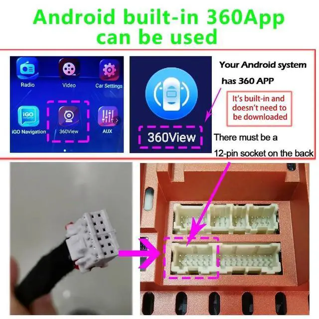 Alt view image 4 of 7 - 360-Degree Panoramic Camera System for Android 3D 720P Excellent Night Vision Parking Assist Kit with Mounting Accessories and Video Cables (360 Camera-720P)