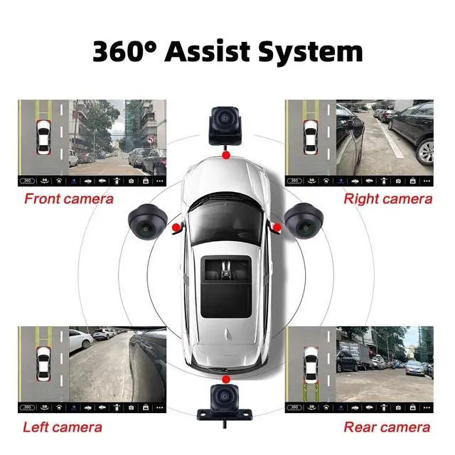 Alt view image 6 of 7 - 360-Degree Panoramic Camera System for Android 3D 720P Excellent Night Vision Parking Assist Kit with Mounting Accessories and Video Cables (360 Camera-720P)
