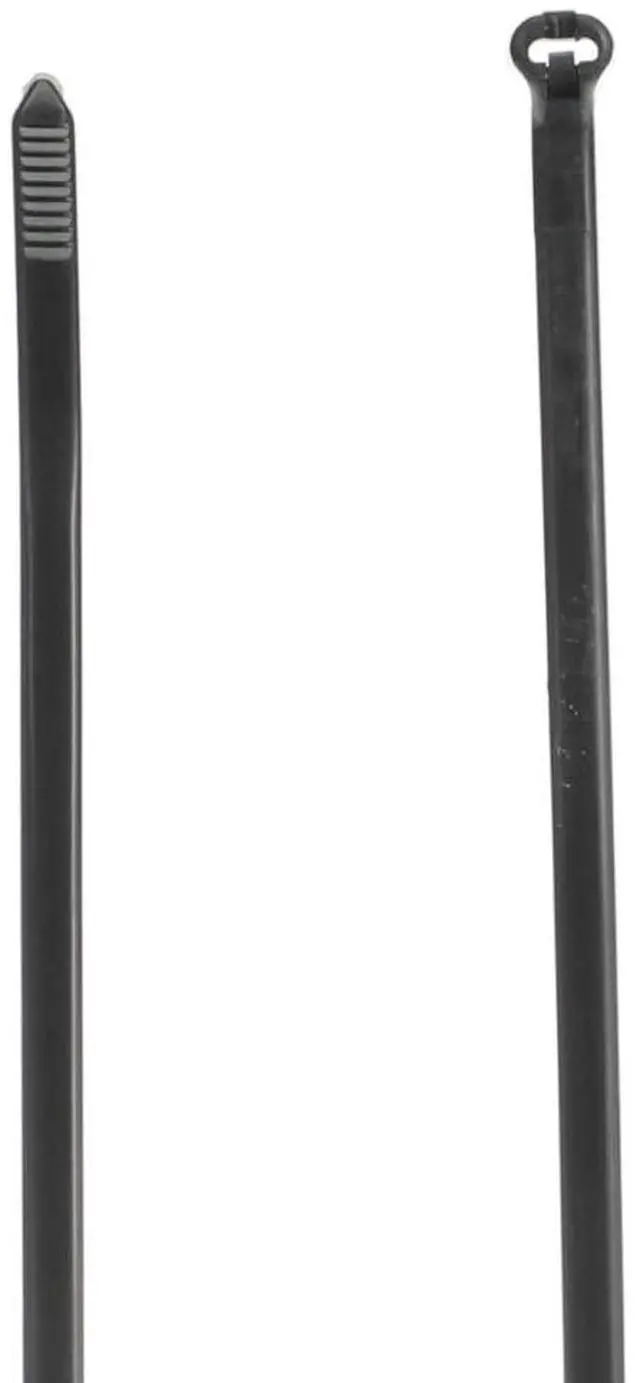 Main image of TY525MX 7" Black Cable Ties, 50 lb Tensile Strength, Stainless Steel Barb and Infinite Locking Positions, Weather and UV Resistant Nylon for Indoor and Outdoor Use, 100 Pack